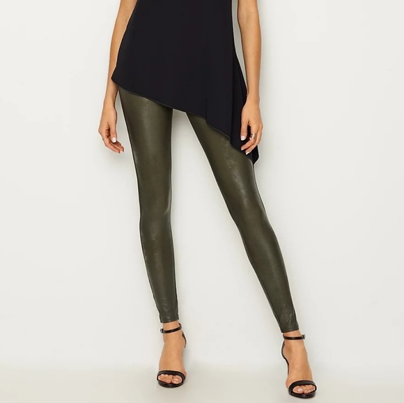 olive green faux leather leggings